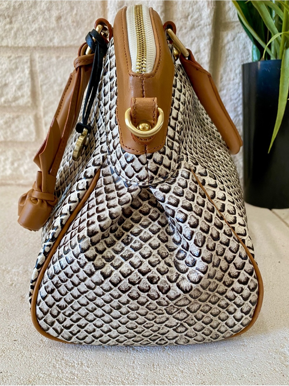 BLACK JAVA-LOUISE ROSE Brahmin Satchel - Picture 6 of 15